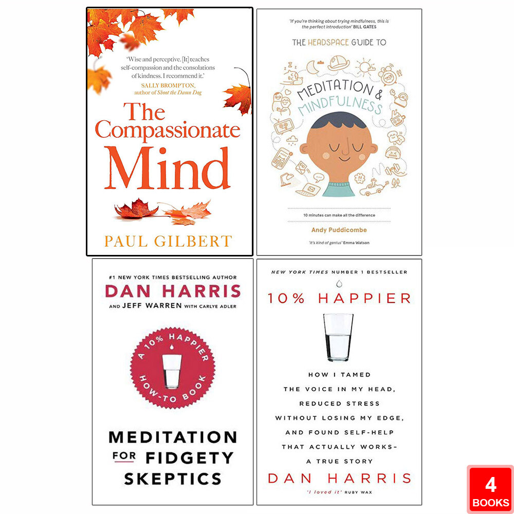 Compassionate, Headspace Guide, Mindfulness & 10% Happier 4 Books Set New