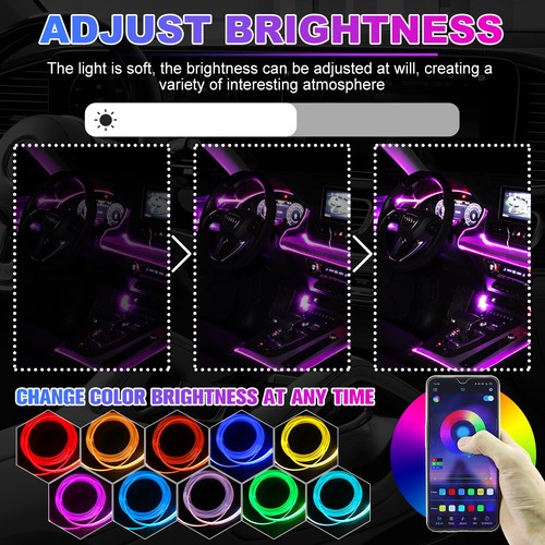 RGB LED Car Interior Decor Atmosphere Lights Strip Moulding Lamp 8m Optic Fiber - Bild 5 von 13
