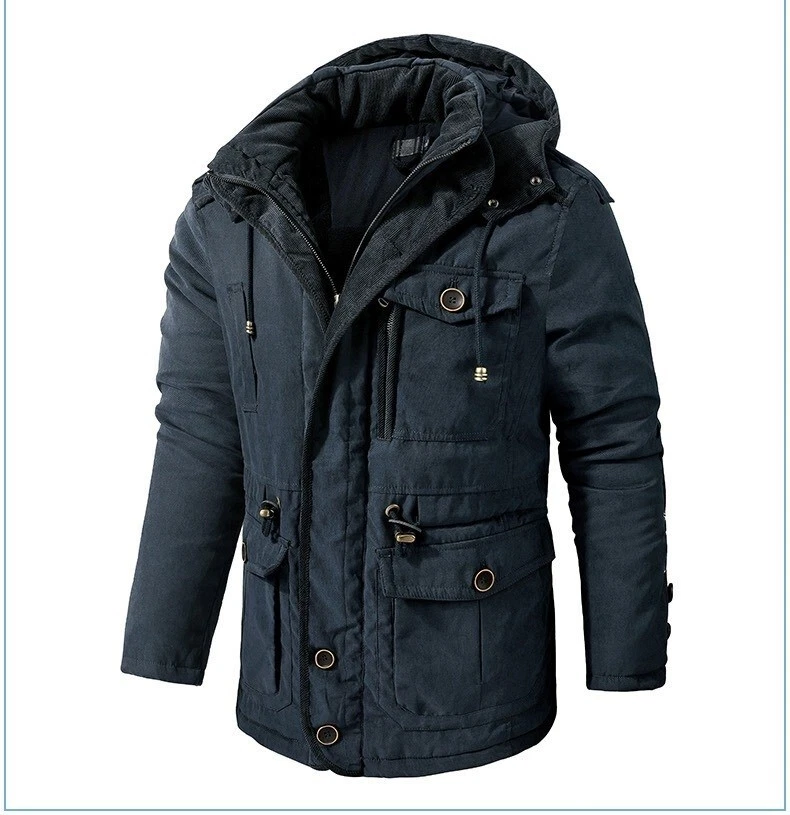 Mens thick fleece winter coat hooded outdoor clearance
