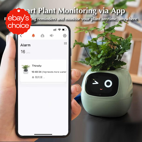 AI Smart Plant Pot 49 Expressions 7 Sensors APP Control Time Temperature Display - Picture 4 of 12