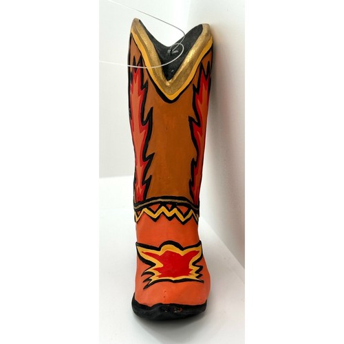 Department 56 Cowboy BOOT Ceramic Christmas Ornament Vintage Fire Flames - Picture 5 of 10