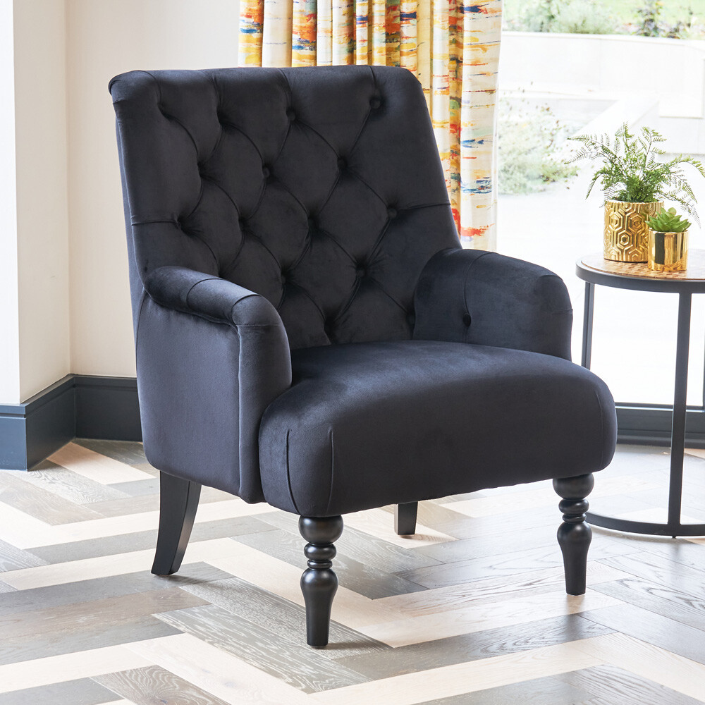Black velvet store bedroom chair