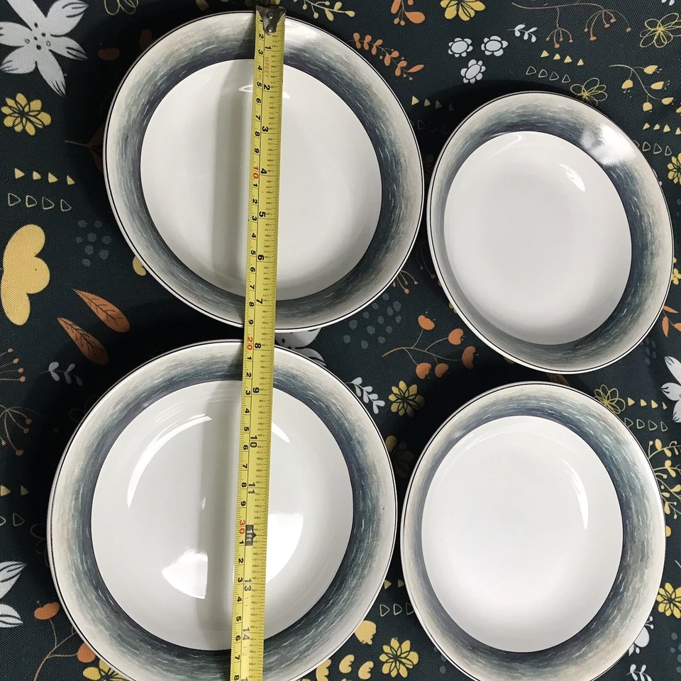 Juego de 4 cuencos de cereal sopa David Carter marrón junto al mar de Oneida blancos Foto 4 de 4