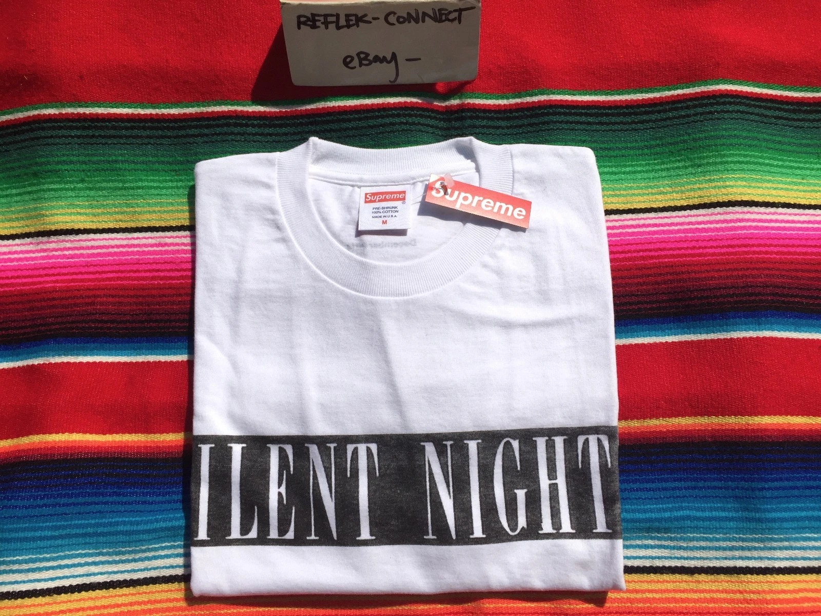 NEUF T SHIRT SUPREME SILENT NIGHT FW14 100 % authentique M blanc boîte logo Noël 