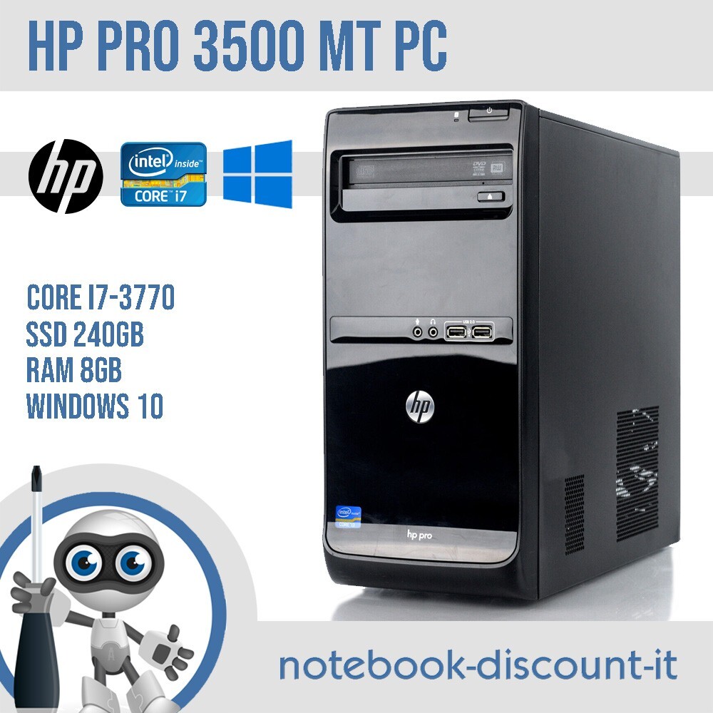 HP Pro 3500 Micro Tower PC Core i7-3770 Ram 8GB SSD 240GB Win10 Computer  Desktop
