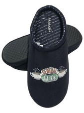 Friends Mens Black Central Perk Slippers Scuffs House Shoes 7-8