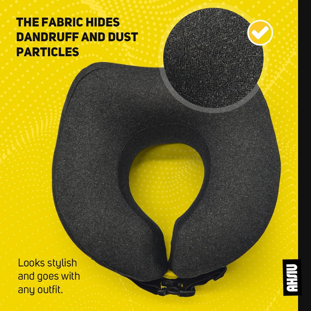 Memory Foam Travel Neck Pillow for Airplanes with Adjustable Support