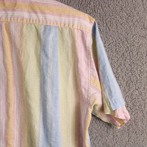 VTG Clearwater Outfitters Mens Large Rainbow Short Sleeve Button Down Polo Linen - Picture 12 of 16