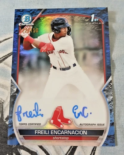 2023 Bowman Chrome /150 Freili Encarnacion Blue Lunar Crater 1st Auto /150 BoSox