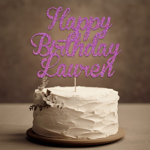 Cake Topper Personalizzato Glitter 950GSM Buon Compleanno Qualsiasi Nome Cake Topper - Foto 12 di 16