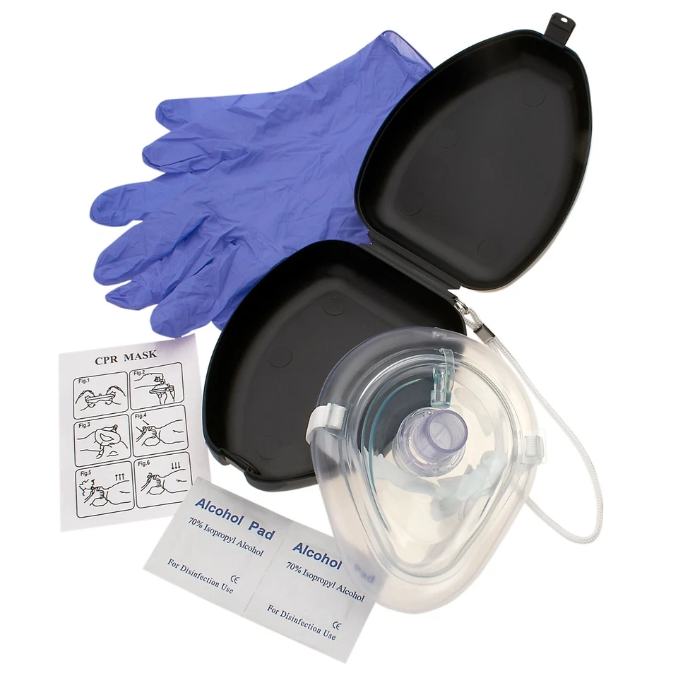 1 Pocket CPR mask in Hard Case - Mask w/O2 with Gloves - Image 4 of 4