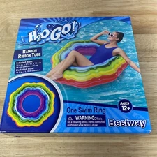 H20 Go Rainbow Ribbon Tube Swim Ring Pool Float  NEW