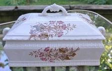 Vtg White W/ Flowers Porcelain Opaque Bridgwood & Son Decorative Serving Tureen
