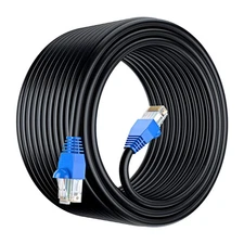 Maximm Cat6 Outdoor Ethernet Cable 250ft Waterproof Solid Copper 550MHz Black