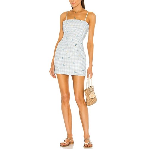 Majorelle Gingham Light Blue Pearson Mini Dress Size XS