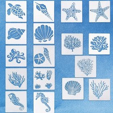 17 Pieces Sea Ocean Creatures Stencils Templates Set 13 x 13 cm