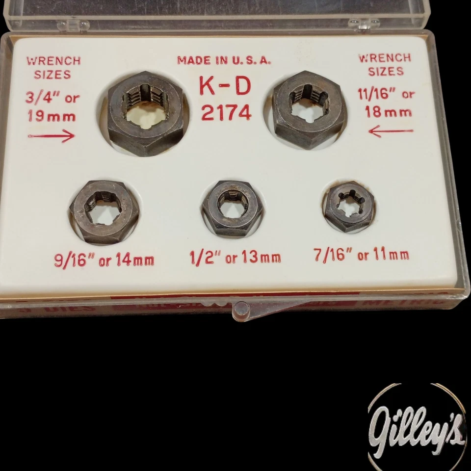 Juego de troqueles rehebradoras hexagonales métricas K-D Tools 2174 de colección kit de reparación de roscas EE. UU. Foto 2 de 3