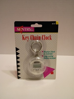 VINTAGE 1990s Sentry Keychain Clock NIB Retro Digital LCD Watch New Old Stock