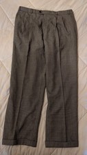 Vintage Tweed Pants Mens 39" Gray Check Houndstooth Pleated 39x42" Very Nice