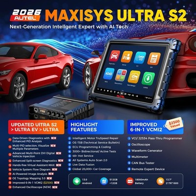 【超激安】 ②Qi4D〜SIM MAX OS（9本）+おまけ（PT&WG2本） Autel MaxiSys Ultra S2 Scanner, 2026 Top AI Scan Diagnostic VCMI2