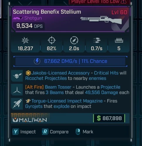 Borderlands 4 | God Roll Stellium Beam Tosser Jakobs Shock Lvl 60 |PC|Xbox|PS|