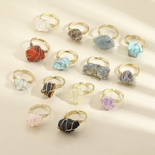 Versatile Adjustable Wire Wrapped Ring Gorgeous Natural Crystal for All Outfits