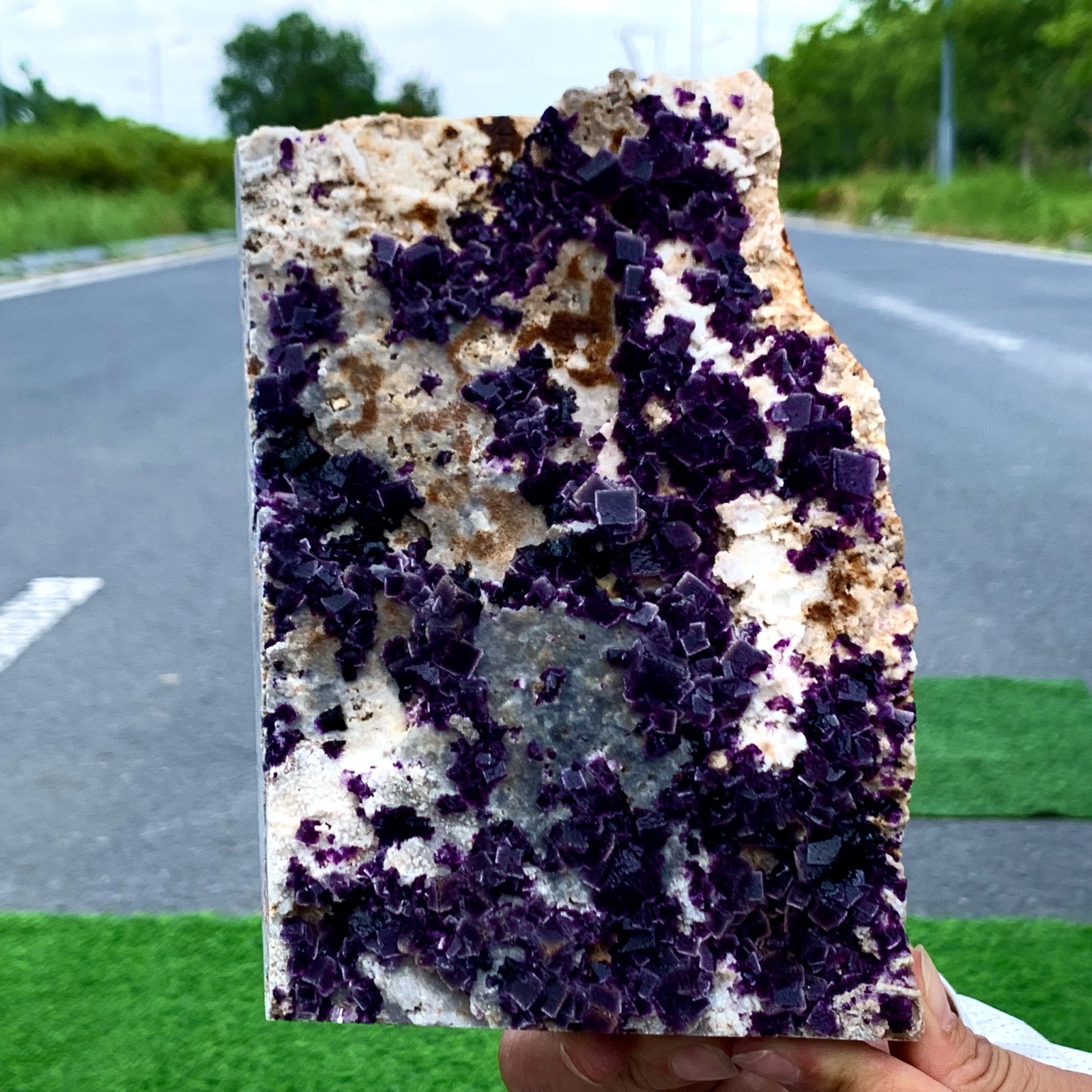 3.22LB Rare Transparent Purple Cubic Fluorite Crystal Specimen from China