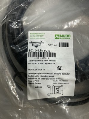 SC10-LS110-5 MSUD vale form B 10mm with cable PVC-JZ 3x0.75 (AWG 20) black 5m