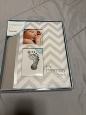 Pearhead Chevron Baby Book with Clean-Touch Ink Pad - Grey Newborn- 5th Birthday