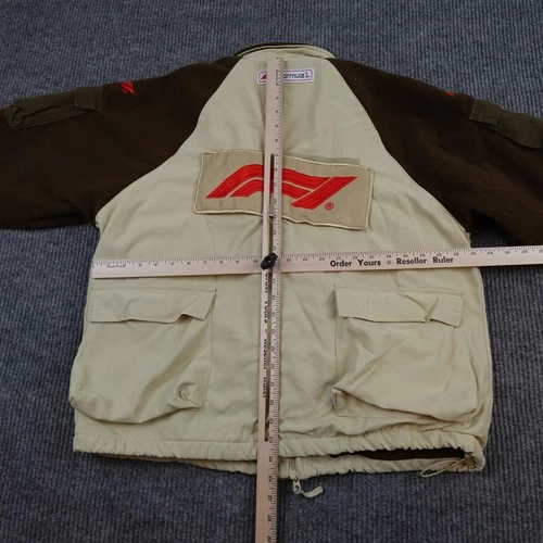 PacSun Formula 1 Jacket Mens Large Beige Brown Fleece Full Zip Racing Pockets image 6