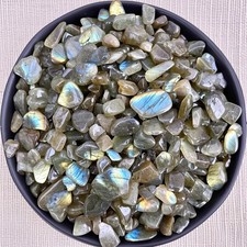 SigMntun Polished Labradorite Crystal Chips 200 Pcs - 0.3" 10oz Tumbled Stones