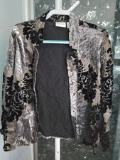 Chico s Open Jacket with Silver Gold Velvet Accents Size 2 Large