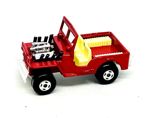 Matchbox Lesney Superfast 2 Hot Rod Jeep in rarer dark red & white base, mint!