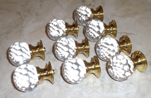 Lot of 9 Round Faceted Crystal Knobs / Drawer Pulls / Cabinet Knobs - 1.25" diam - Picture 4 of 4