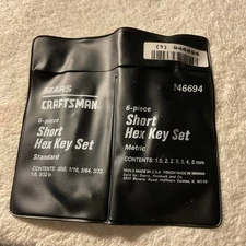 SEARS-Craftsman 12 Pc Short Hex Key Set Standard and Metric-Div.9-Art.# 46694