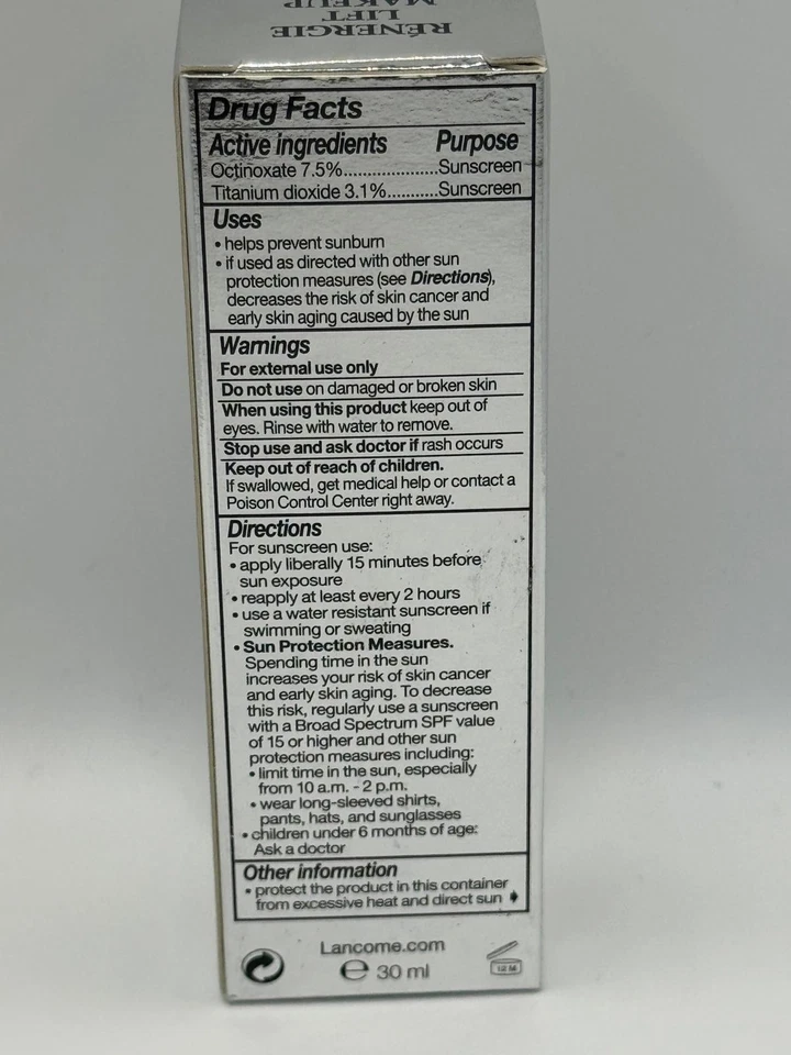 Lancome Renergie Lift Makeup 160 Ivoire (W) SPF 20 1oz/30ml New with BOX - Image 3 of 3