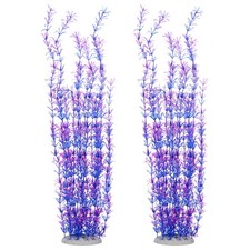 2-Pack Tall Aquarium Plants, Plastic Fish Tank Plants Style 3, Purple 