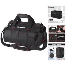 14-Inch Tool Organizer with Wide-Open Mouth & Adjustable Shoulder Strap