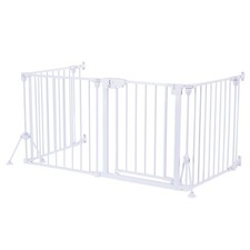 Uimoso Freestanding Dog Gate 24" Tall 4-Panel Foldable Metal Pet Gate White