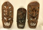 Lot Of 3~Carved Wood Masks Hawaii Tiki Tribal Devil Art~11” & 9” — photo 1