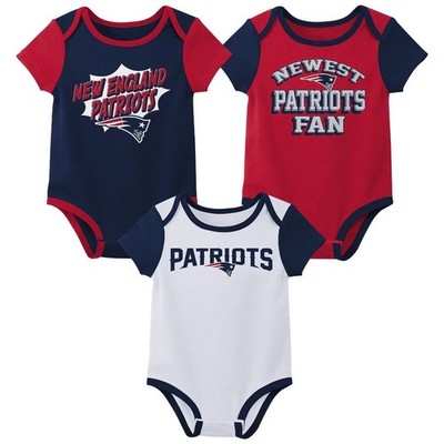 NFL New England Patriots Baby Boys One-Piece Bodysuit 3pk Set, 0-3 Months
