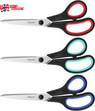 3-Pack 8" Heavy Duty Scissors with Ultra Sharp Blades and Comfort Grip Handles -