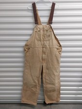 Vintage Carhartt Bib Overalls Mens 42x30 Tan Brown Double Knee Duck Canvas