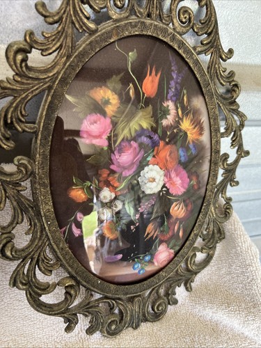 Vintage Mid Century Modern Homco Home Interiors-Pair Still Life Floral Pictures - Picture 2 of 4