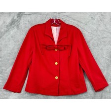 Cabi Blazer Womens 10 Beau Bow Gold Button Love Carol Career Classic Red 3035