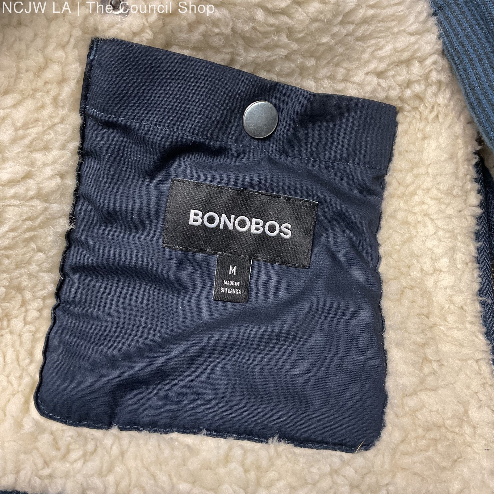 Bonobos Navy Blue Houndstooth Pattern Sherpa Line… - image 4