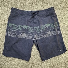 Travis Mathew Swim Board Shorts Mens Size 40 Blue Trunks 10 Inseam Unlined