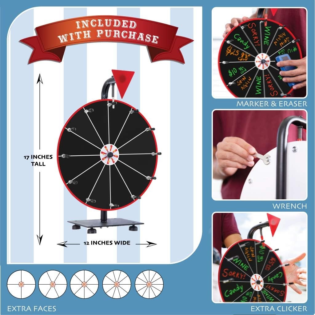 5 in 1 Tabletop Prize Wheel Spinner - 12" Carnival Games Smooth Spinning... 