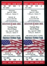 2002 April 27th Derek Lowe No Hitter Two Full Tickets Red Sox Tampa Bay