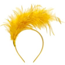 1920s Feather Fascinator Headband for Women Kentucky Derby Headpiece Yellow